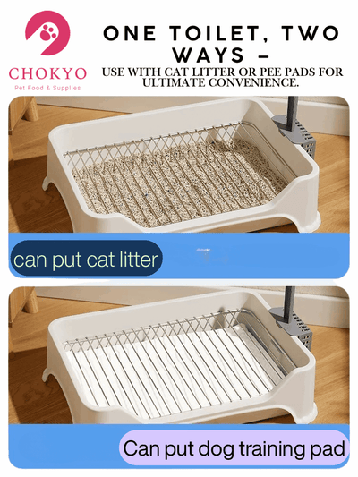 Removable Dog Litter Box with Stainless Steel Grid – Easy Clean, Dual-Use with Litter or Pads - Chokyo Pet