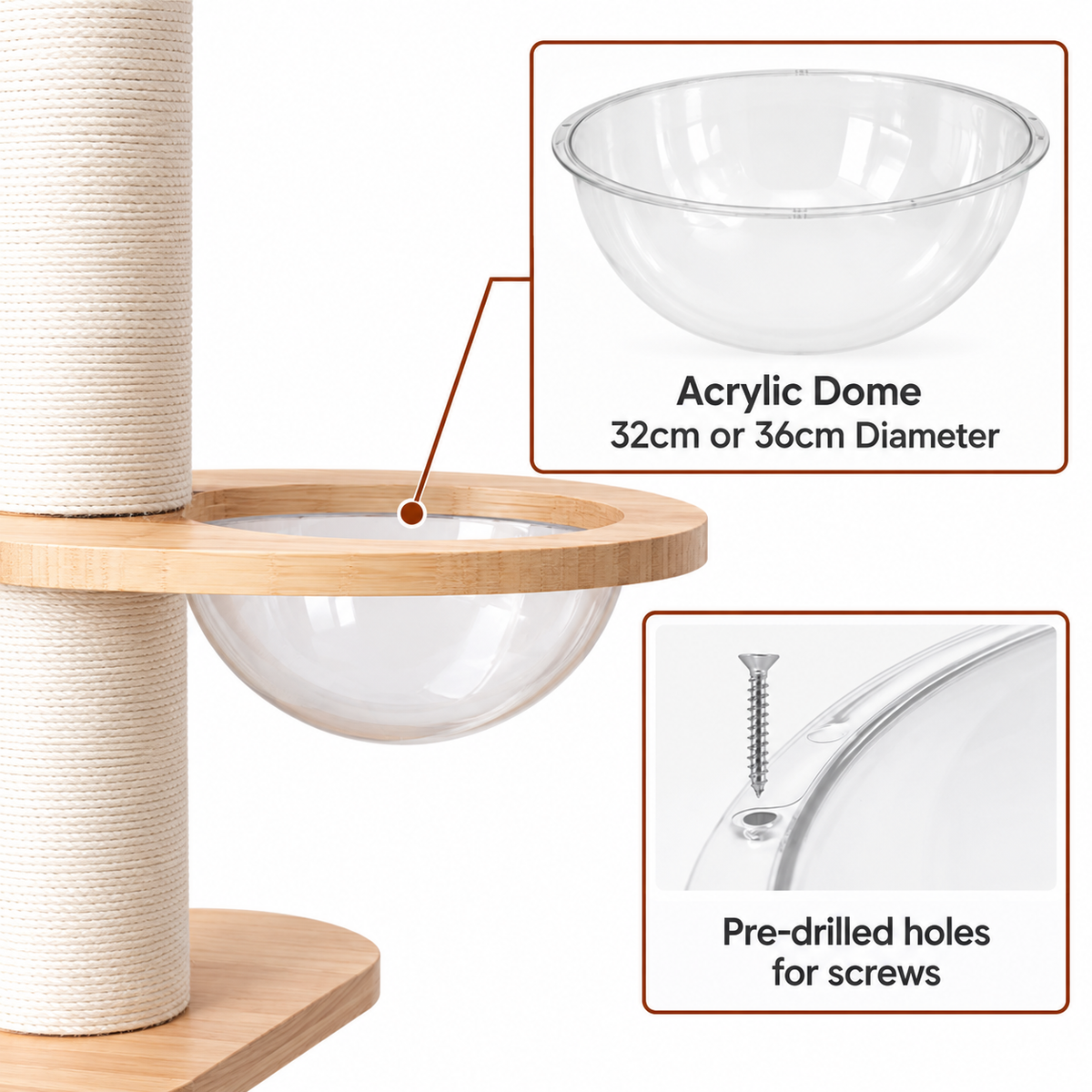 Replacement Acrylic Dome for Honeypot Cat & Tora Cat Trees 32/36cm