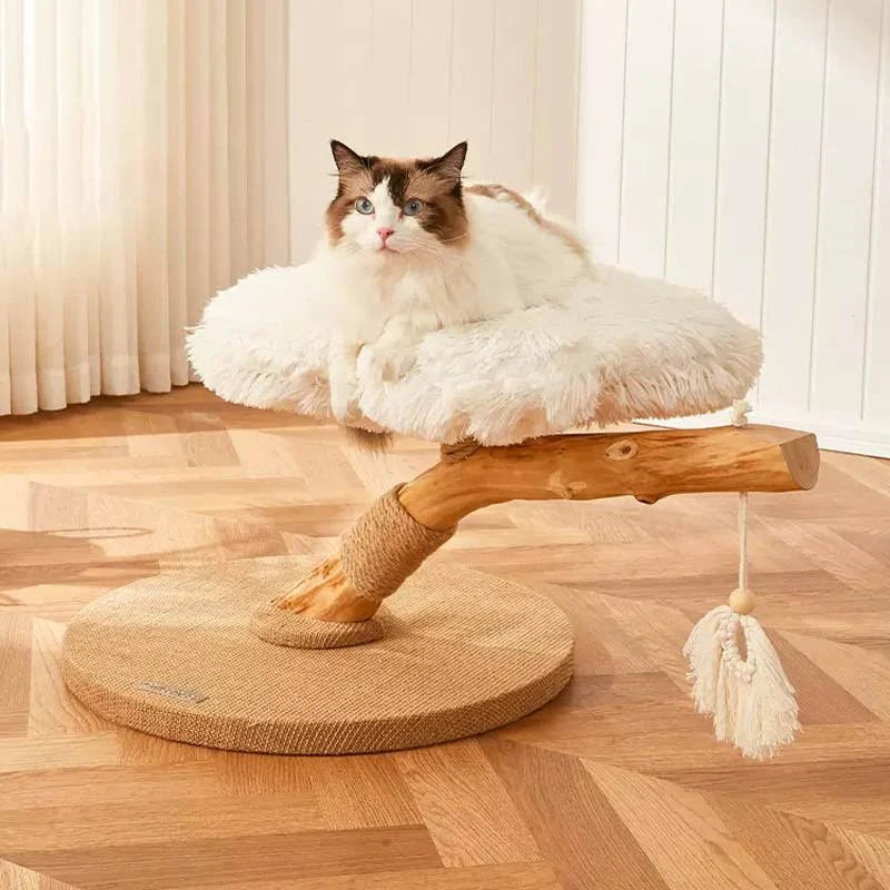Cmisstree Fairy Cloud Solid Wood Cat Tree With Natural Fruitwood Scratcher