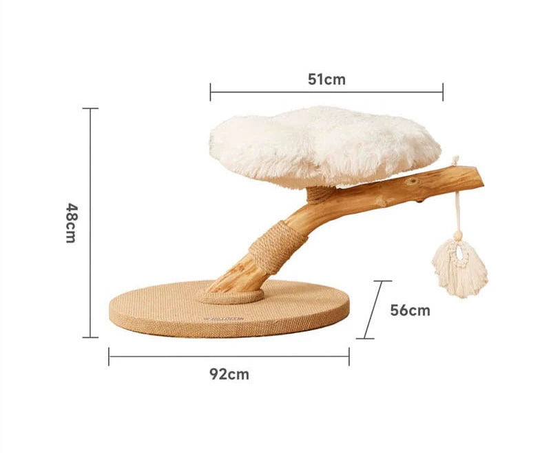 Cmisstree Fairy Cloud Solid Wood Cat Tree With Natural Fruitwood Scratcher