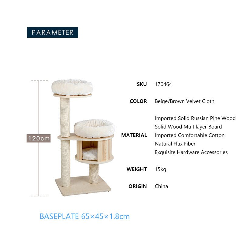 TORA*HONEYPOT CAT Solid Wood Cat Tree 120cm - Chokyo Pet