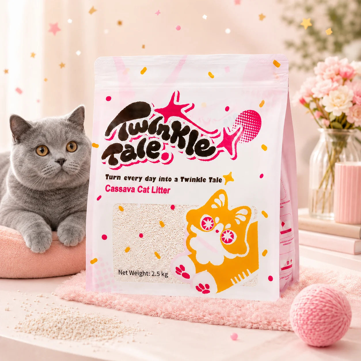 Pink Wish Twinkle Tale Cassava Cat Litter 2.5kg