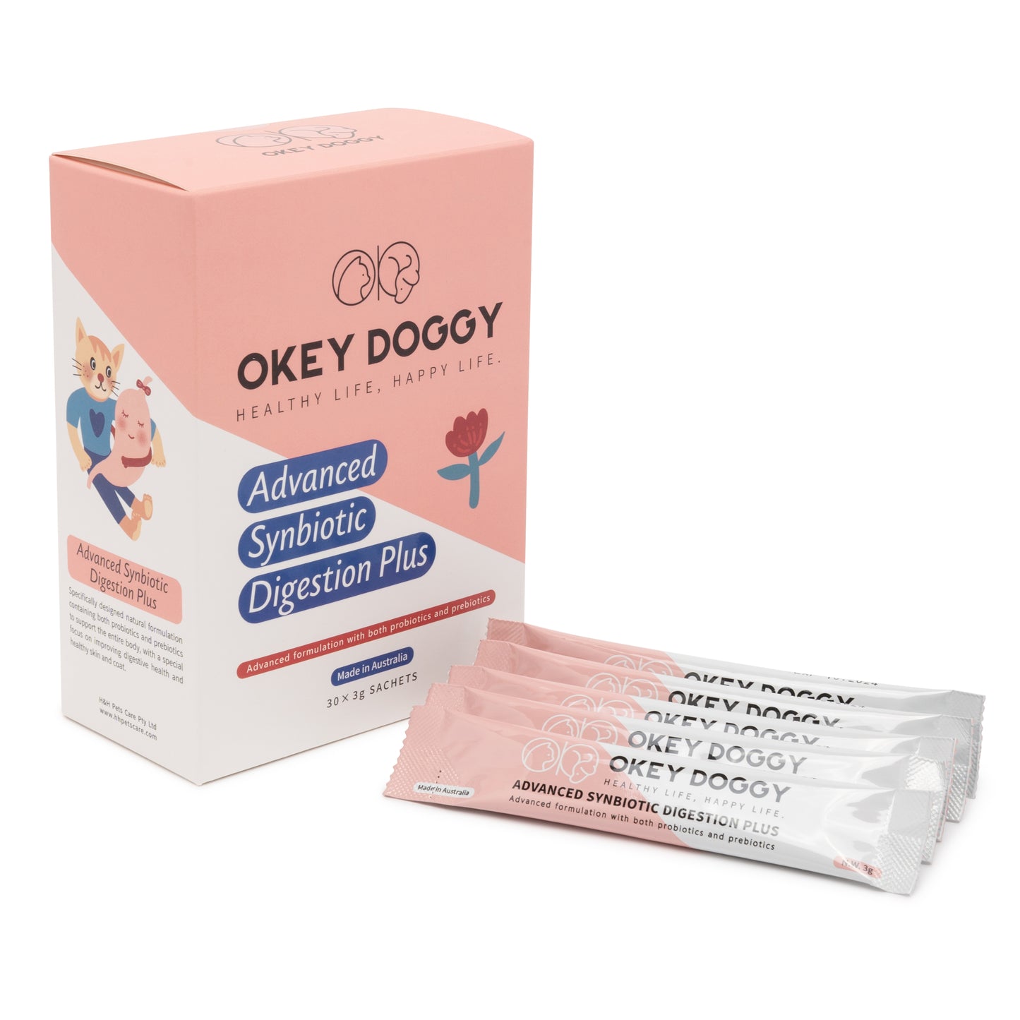 OKEY DOGGY Advanced Synbiotic Digestion Plus For Cats & Dogs 30x3g SACHETS EXPIRY10/2024