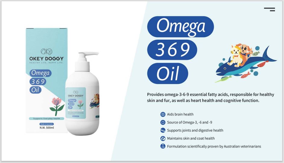 OKEY DOGGY Omega 3,6,9 Oil For Cats & Dogs 500ml EXPIRY10/2024