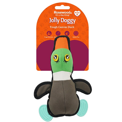 Rosewood Dog Toy Tough Canvas Duck with rubber feet