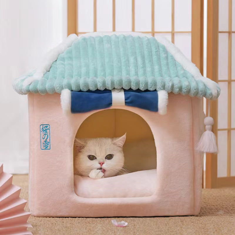 Japanese Sakura Hut Cat Bed Bundi Pet Supplies