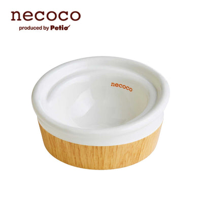 Petio Necoco Wood Grain Ceramic Cat Inclined Feeding Bowl - Dry Food