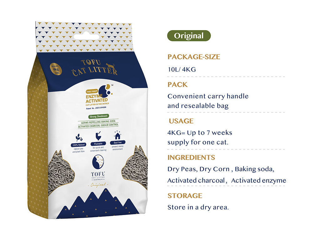 TOFU CAT LITTER Australia Biodegradable & Flushable 4kg, 3bags with a FREE Scratcher