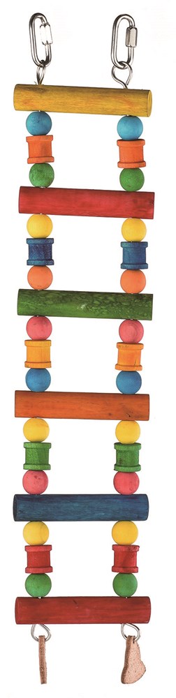 Wooden Bird Ladder with Beads - Small             ( stainless quick link and leather bell )