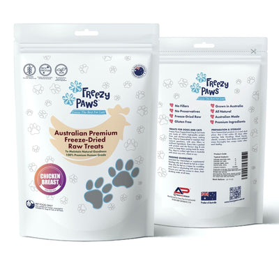 Freezy Paws Freeze-Dried Chicken Breast Raw Treats for Pet Cat Dog 100g