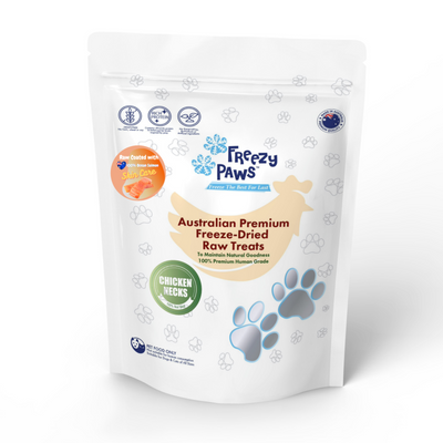 Freezy Paws Freeze-Dried Chicken Neck Coated With Salmon Raw Treats for Pet Cat Dog 100g