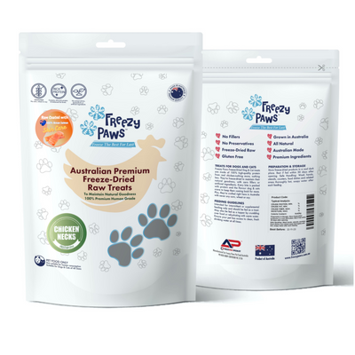 Freezy Paws Freeze-Dried Chicken Neck Coated With Salmon Raw Treats for Pet Cat Dog 100g