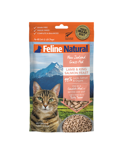 Feline Natural Lamb and King Salmon Freeze Dried Cat Food 100g