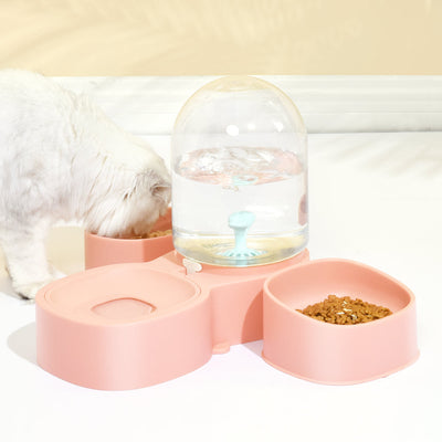 Petpure Mangosteen Pet Food and Drinking Bowls with Filter-Double Food Bowl and 1pc Drinking Bowl-Pink