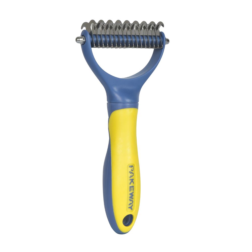 Petpure T10 Self Slicker Pet Damitting Comb -Large-Blue/Yellow