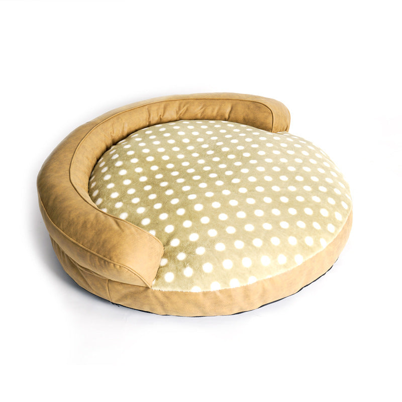Bora Polka Dot Luxury Sofa Dog Bed - Khaki