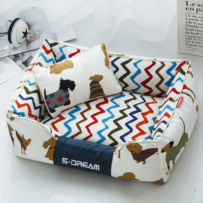 S-Dream Four Season Navy Stripes Dog Bed