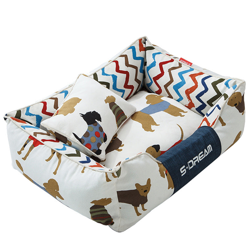 S-Dream Four Season Navy Stripes Dog Bed