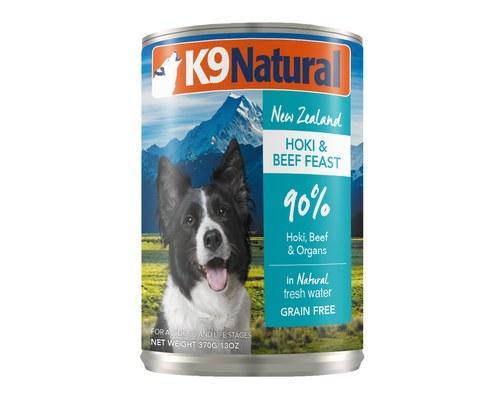 K9 Natural Beef and Hoki Feast Canned Dog Food 370g x12 Cans Bundi Pet Supplies