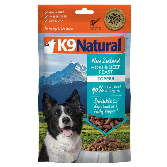 K9 Natural Freeze Dried Hoki and Beef Topper 100g Bundi Pet Supplies